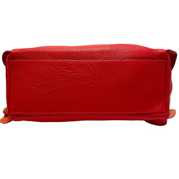 Borse in Pelle Handbag Shoulder Bag Satchel Red Pebbled Genuine Leather Italy - Picture 12 of 12